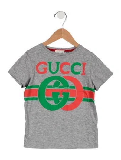 Pre-owned Gucci Babies' Toddler Boys' Logo Printed T-shirt In Gray