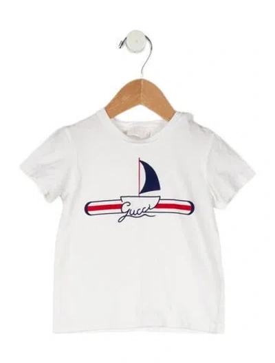 Pre-owned Gucci Babies' Toddler Boys' Sailboat Graphic T-shirt In White