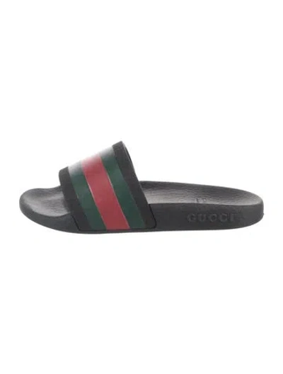 Pre-owned Gucci Babies' Toddler's Boys' Web Slides In Black