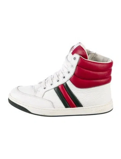 Pre-owned Gucci Babies' Toddler Boys' White-patterned Hi-top Sneaker