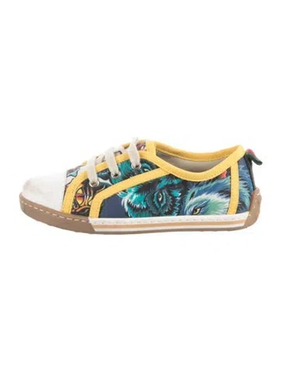 Pre-owned Gucci Babies' Toddler's Boys' Wolf-patterned Low-top Sneakers In Blue