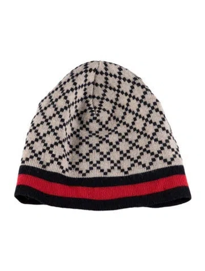 Pre-owned Gucci Babies' Toddler Boys Wool Pattern Printed Beanie In Neutrals