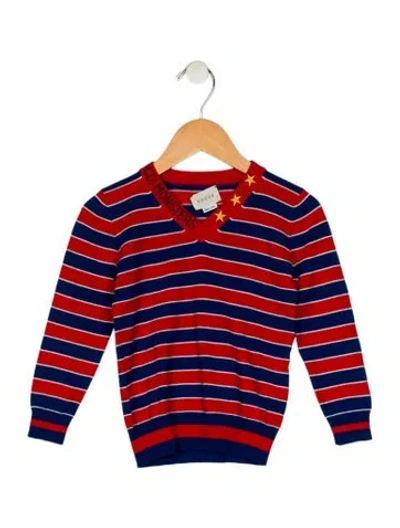 Pre-owned Gucci Babies' Toddler Boys' Wool Striped V-neck Sweater In Multi