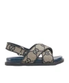 Gucci Children's Gg Sandal In Beige And Blue