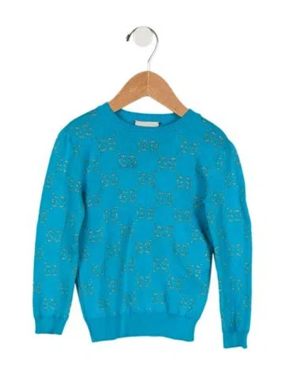 Pre-owned Gucci Babies' Toddler Girls' Blue Monogram Sweater