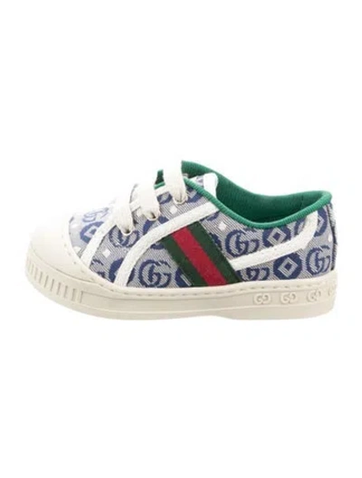 Pre-owned Gucci Babies' Toddler Girls' Canvas Printed Low Top Sneakers In Blue
