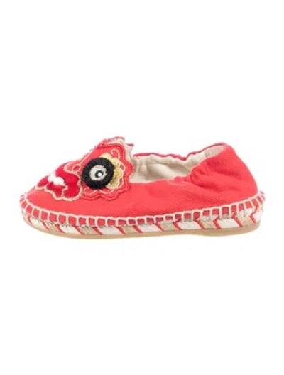 Pre-owned Gucci Babies' Toddler Girls'  Embroidered Jute Shoes In Red