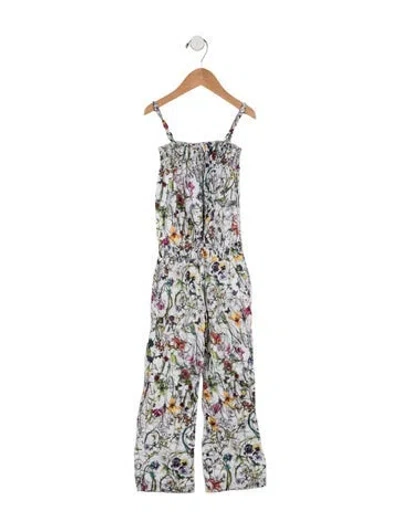 Pre-owned Gucci Babies' Toddler Girls' Floral Pattern Jumpsuit In White