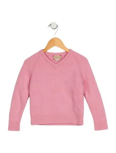 Pre-owned Gucci Babies' Toddler Girls' Gg Logo Wool Sweater In Pink