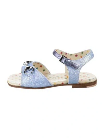 Pre-owned Gucci Babies' Toddler Girls' Glitter Sandals In Blue/metallic