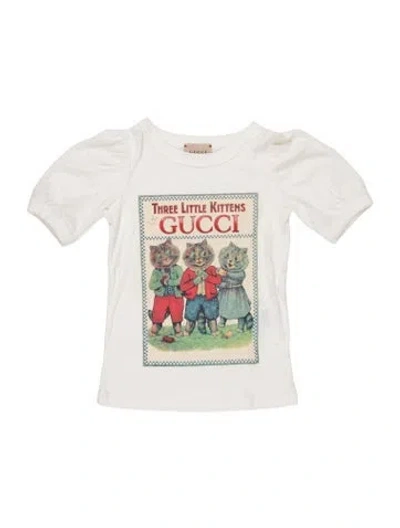 Pre-owned Gucci Babies' Toddler Girls' Graphic Short Sleeve Shirt In White