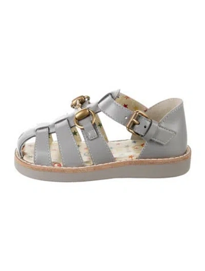 Pre-owned Gucci Babies' Toddler Girls' Horsebit Accent Sandals In Grey