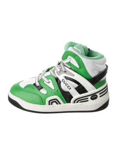 Pre-owned Gucci Babies' Toddler Girls' Leather High Top Sneakers W/ Tags In Green