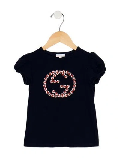 Pre-owned Gucci Babies' Toddler Girls' Patterned Short Sleeved Shirt In Blue