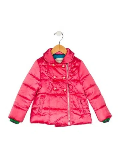 Pre-owned Gucci Babies' Toddler Girls' Ruffle Beaded Thermal Jacket In Pink