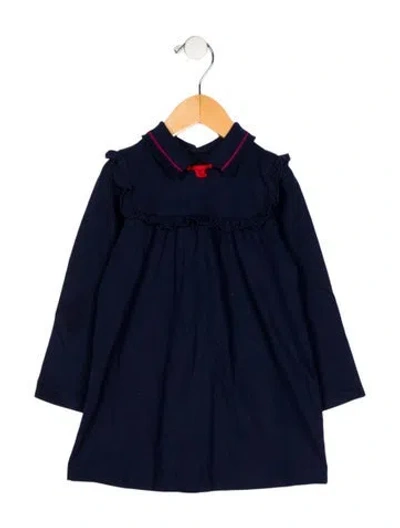 Pre-owned Gucci Babies' Toddler Girls' Ruffle Long Sleeve Dress In Blue