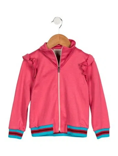 Pre-owned Gucci Babies' Toddler Girls' Ruffled Embellished Sweatshirt In Pink