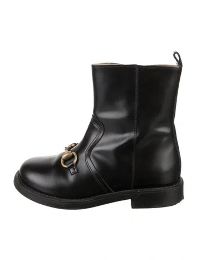 Pre-owned Gucci Babies' Toddler Patent Leather Ankle Boots In Black