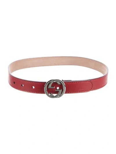 Pre-owned Gucci Babies' Toddlers Leather Interlocking G Belt In Red