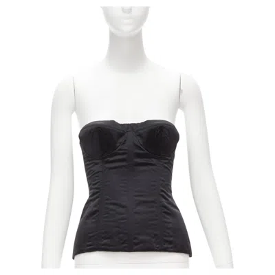 Pre-owned Gucci Tom Ford 2001 Runway Black Silk 3d Conical Bra Bustier It38 Xs