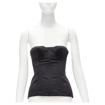 Pre-owned Gucci Tom Ford 2001 Runway Black Silk 3d Conical Bra Bustier It38 Xs