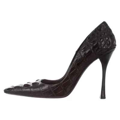 Pre-owned Gucci Tom Ford For  F/w 2002 Black Crocodile Shoes Pumps 9 B