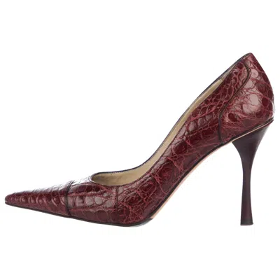 Pre-owned Gucci Tom Ford For  F/w 2002 Collection Alligator Wine Color Shoes Pumps 39.5 C In Brown