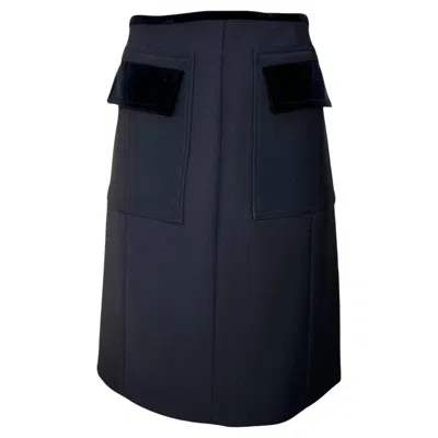 Pre-owned Gucci Tom Ford For  F/w Black Wool Skirt With Velvet Pockets, 2000