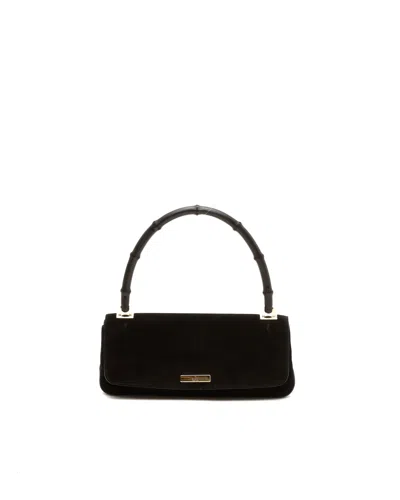 Gucci Tom Ford Suede Bamboo Shoulder Bag In Black