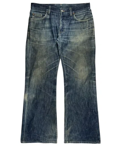 Pre-owned Gucci Tom Ford Vintage Thrashed Bootcut Flared Denim Jeans In Blue