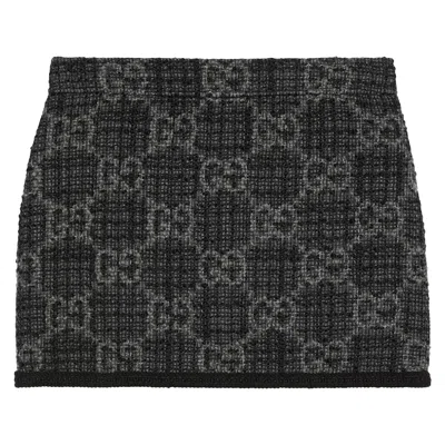 Pre-owned Gucci Tonal Gg Tweed Skirt 'black' | Women's Size 40