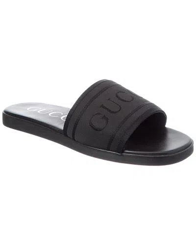 Gucci Tonal Leather Flat Sandal In Black