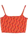 Gucci Orange Red Silk Top In Orange