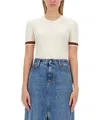 Gucci Women Extrafine Wool Sweater With Web Detail In Neutral