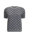 Gucci Women Gg Allover Reverible Short Sleeves Pull In Gray