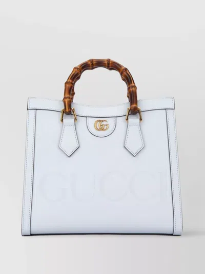 Gucci Top Handle Tote Bag With Bamboo Handles In White