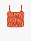 Gucci Orange Top With Spaghetti Straps And All-over Horsebit Print In Cotton Woman
