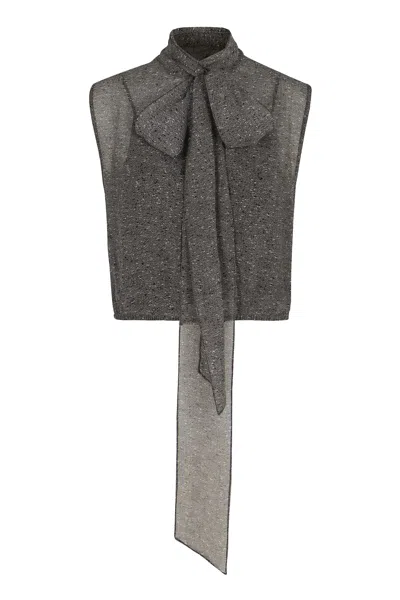 GUCCI TOP IN GEORGETTE DI SETA TRASPARENTE