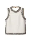 GUCCI TOP IN WOOL AND SILK WITH CRYSTAL EMBROIDERY