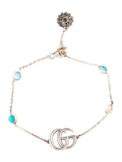Pre-owned Gucci Topaz & Resin Gg Marmont Bracelet, 6.25" In Multi