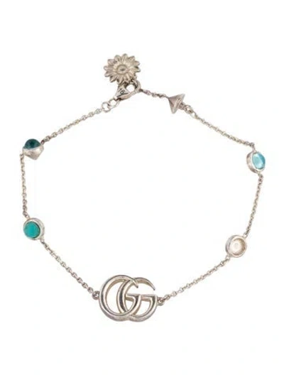 Pre-owned Gucci Topaz & Resin Gg Marmont Bracelet, 7" In Multicolor