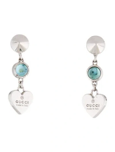 Pre-owned Gucci Topaz Trademark Heart Drop Earrings In Multi