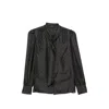 Gucci Gg-pattern Pussy-bow-collar Blouse In Black
