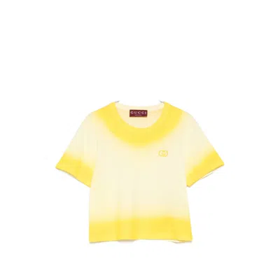 Gucci Yellow Cropped Tshirt With Gradient Effect