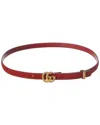 Gucci Torchon Double G Buckle Suede Belt In Red