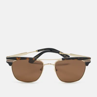 Pre-owned Gucci Tortoise Brown Gg0287s Aviator Sunglasses