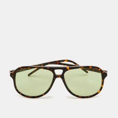 Pre-owned Gucci Tortoise Brown Gg1156s Aviator Sunglasses