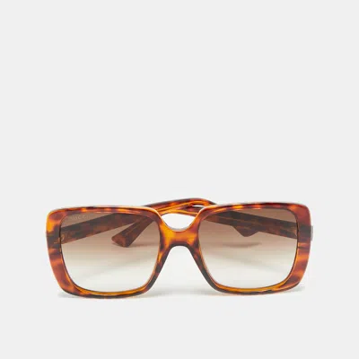 Pre-owned Gucci Tortoise Brown Gradient Gg0632s Square Sunglasses