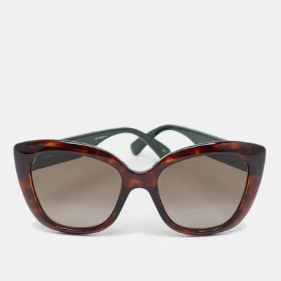 Pre-owned Gucci Tortoise Brown Gradient Gg0860s Web Butterfly Sunglasses