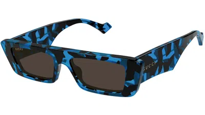 Pre-owned Gucci Tortoise Flattop Frame Sunglasses/004fr) In Blue/black/havana (gg1331s In Multi